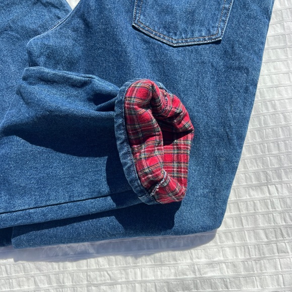 L.L. Bean Double L, Flannel-Lined Ultra-High Rise Tapered Leg Jeans, 14 Med Tall - Picture 9 of 12